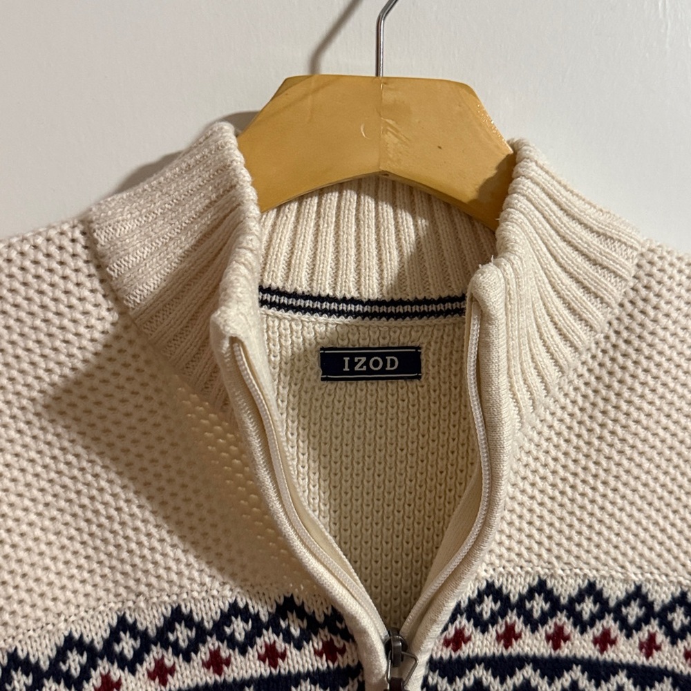 Cream Patterned Half-Zip Sweater - Picture 3 of 3